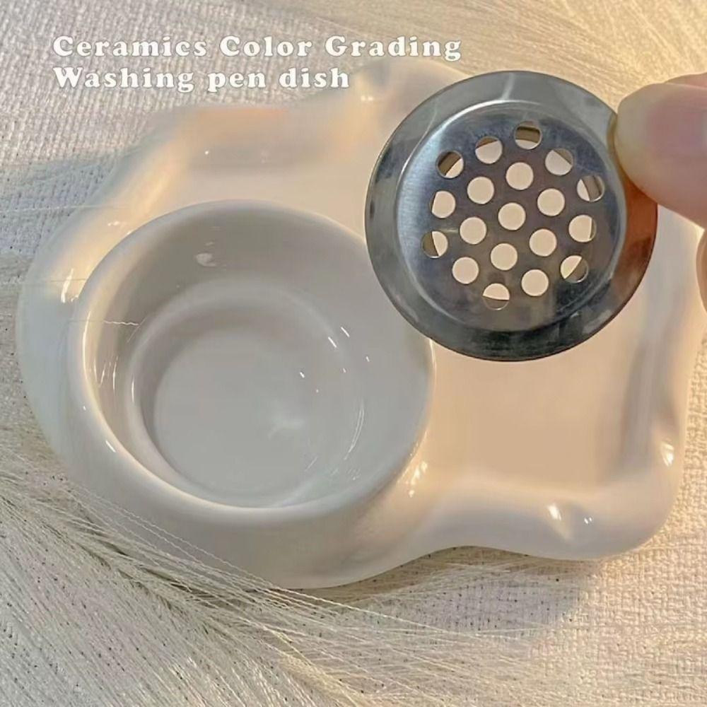 Breathable Pen Holder Ceramic Pen Washing Dish Nail Brush Cleaner Paint Brush Washer Cleaning Pen