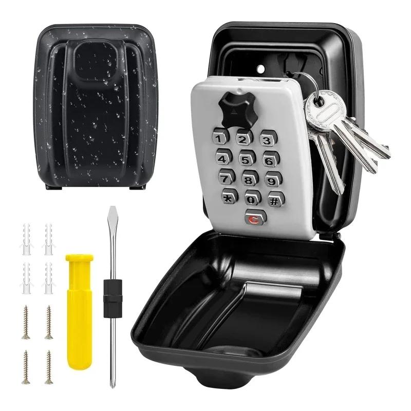 Password Key Lock Box Waterproof Wall Mounted Lock 12 Digit Combination Resettable Large Capacity Home Office Security Lock Box