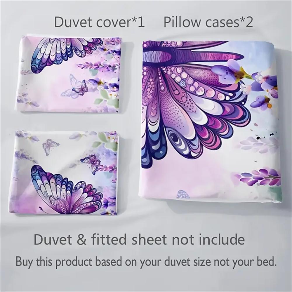 Fashion Fresh Duvet Cover Set, Butterfly Floral Print Bedding Set, Soft Comfortable Breathable Duvet Cover, For Bedroom Guest