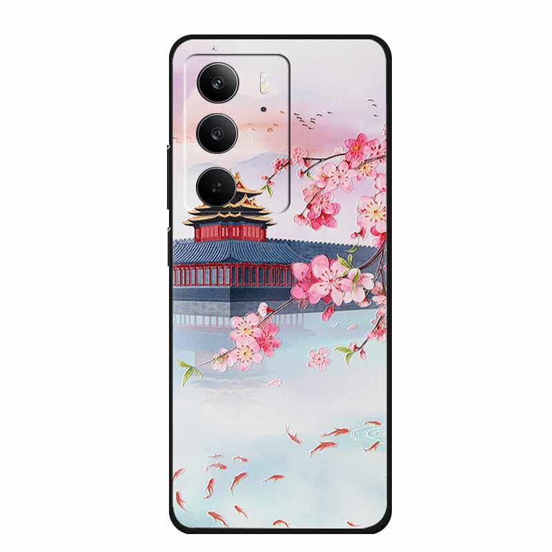 3D Тисненый Чехол Для Realme C75 4G 5G C75x V70 V70s 14x Realme C71 4G Чехол C 75 71 Чехол Цветок Черный Силикон Мягкая Задняя Крышка Сумка