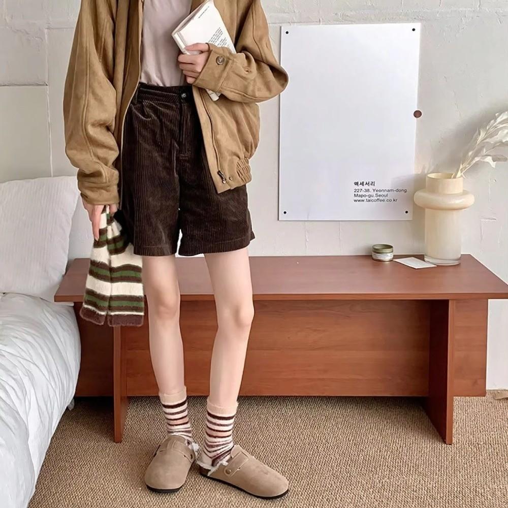 Утолщенные полосатые носки Плюшевые носки для пола Новые носки из норкового флиса Осень Зима