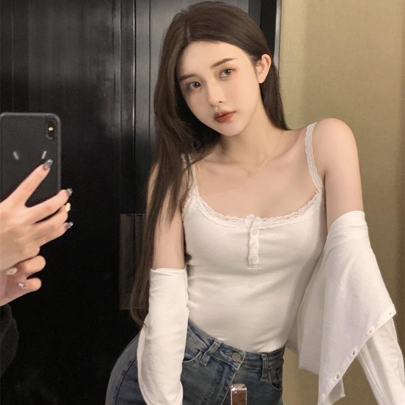 Кружевная майка, женская майка, укороченные топы, летние топы без рукавов с камзолом