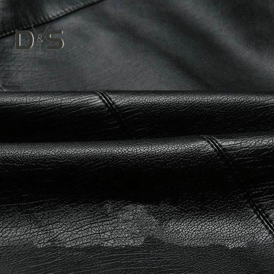 Мужская куртка из искусственной кожи, сплошной цвет, воротник-стойка, гладкая, толстая, теплая, с длинным рукавом, на молнии, защита шеи, мотоциклетная, ветрозащитная, крутая осенне-зимняя куртка