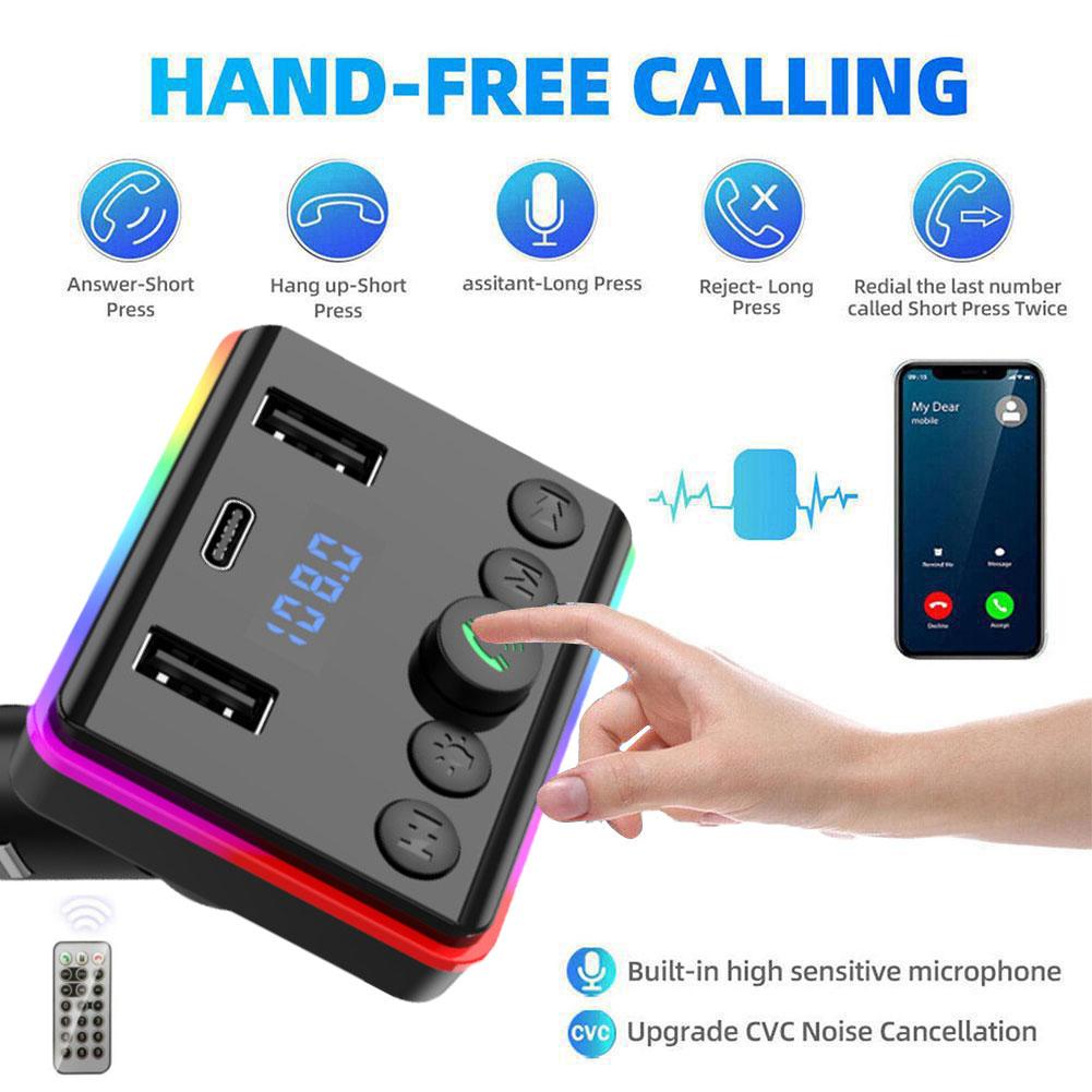 Автомобильный Bluetooth 5.0 FM-передатчик PD Type-C Dual USB-прикуриватель радиоприемник Handsfree адаптер быстрое зарядное устройство 3.1A зарядное устройство для прикуривателя J3G2