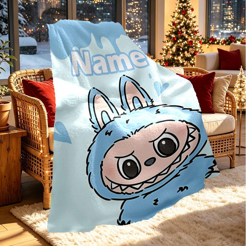 Custom Name Personalized Labubu Print Blanket, Home Decor, Bedroom, Sofa, Camping, Couch, Gifts for Birthday Christmas