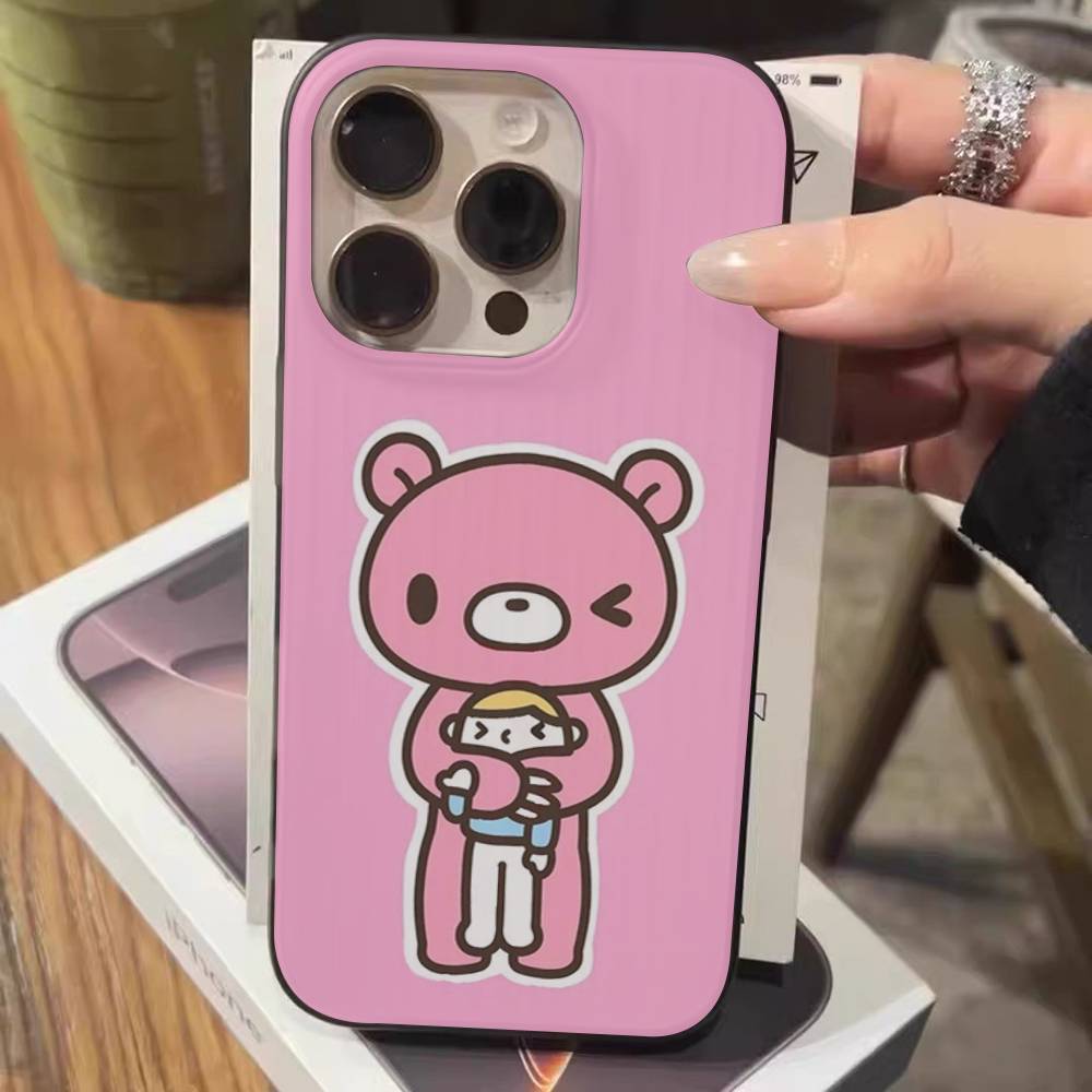G-Gloomy-Bear-Cute Corrugated Stripe Phone Case For iPhone 17 16 15 14 13 12 11 Pro Max Plus Pro Shockproof Cover
