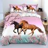 Постельное белье Скачущая лошадь 3D цифровая печать Пододеяльник Наволочка Набор из трех предметов, На заказ