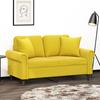VidaXL 2-seater Sofa with Decorative Pillows Yellow 120 Cm Velvet, Sofa, Upholstered Sofa, Living Room Seat, Loveseat, 3200941