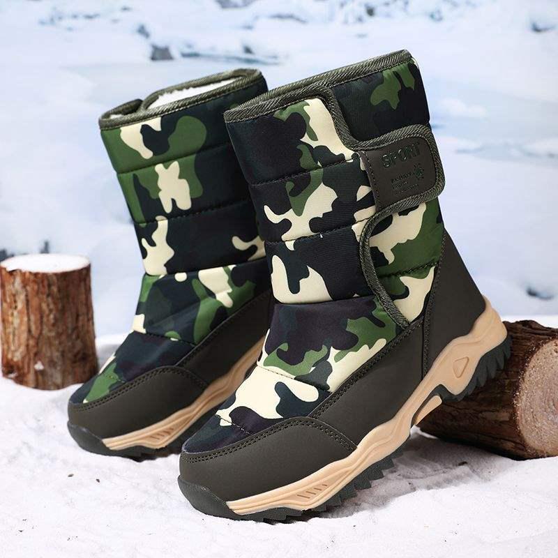 Детские водонепроницаемые нескользящие зимние сапоги для снега с теплой велюровой подкладкой