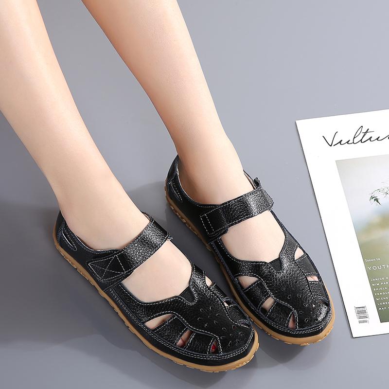 Fashion Sandals Summer Breathable Leather Slippers Women Fashion Non Slip Casual Roman Shoes Ladies Sandals White Shose