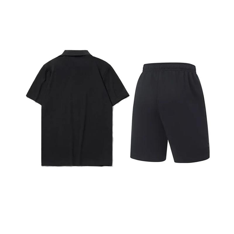 Li-Ning Embroidered Logo Simple Short Sleeve Polo Shirt Comfortable Breathable Versatile Shorts Casual Sports Set YPLT027-1+AKST543-3