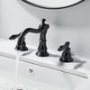 BAKALA 2-Handle 8 Inch Widespread Bathroom Sink Faucet, 3 Hole Brass Vanity Faucet with Cold&hot Water Supply Lines Matte Black