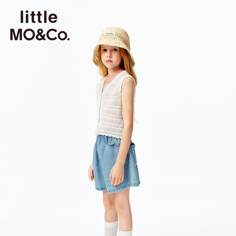little MO&Co. Girls' French Vacation Pure Cotton Sleeveless Knit Cardigan