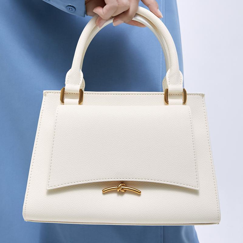 Charles & Keith Vintage Metal Accent Versatile Small CK Shoulder Tote Bag Medium Women handbags Cream Teal Black CK2-30671328