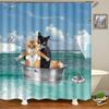 Cat Shower Curtains Bathroom Shower Curtain Cute 3D Fabric Shower Curtain with Hooks Funny Waterproof Shower Curtain or Mat