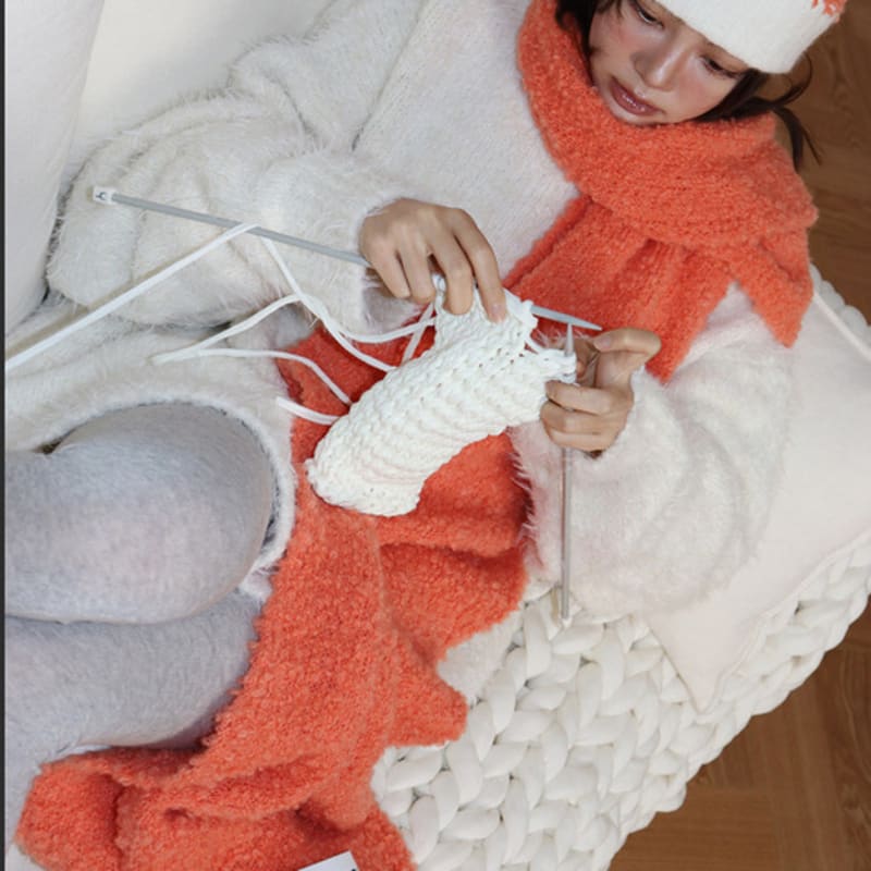 Длинный шарф-снуд из альпаки MEENDERI - ОРАНЖЕВЫЙ