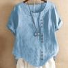 Cotton Linen T Shirt For Women With Loose Fit And Short Sleeves For Casual Wear