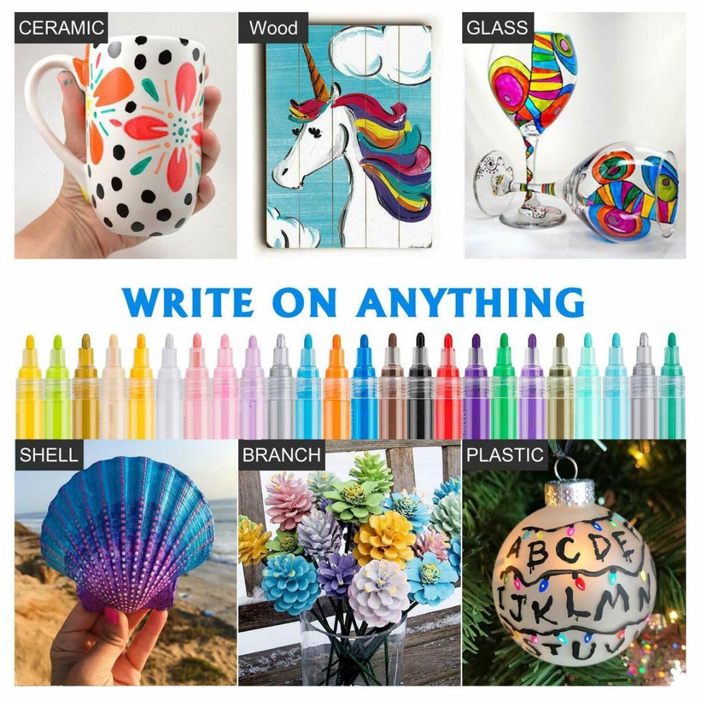 New 18 Colors Acrylic Marker Pens Set Permanent Paint Waterproof For Wood Stones