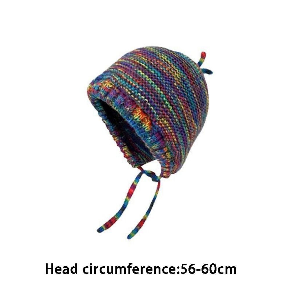 Colorful Warm Beanie Hat Fashion Gradient Woolen Cap New Rainbow Knitted Hat
