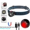 New 1*XPE+16* Type-C Rechargeable Waterproof Headlamp with Warning Tail Light Red Leds Dual Light Source Headlights Bicycle Light