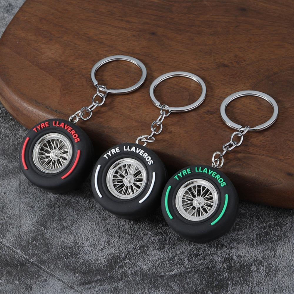 Cool Car Wheel Pendant Metal Rubber Racing Tire Pendant 3D Tire Keychain Keys,Backpack Ornaments