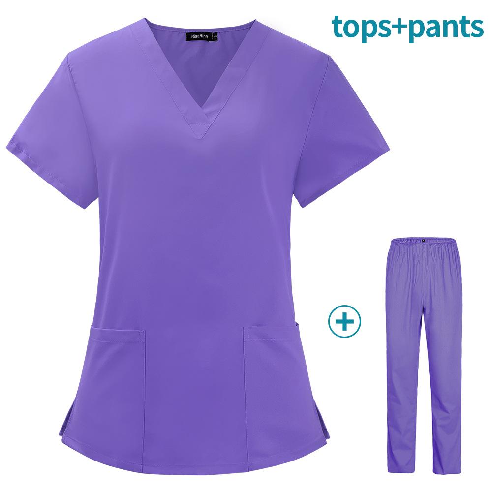 Soild Pet Hospital Dental Clinic Operating Room Stylish Medical Work Uniform Set Doctors Nurses Beauty Salon