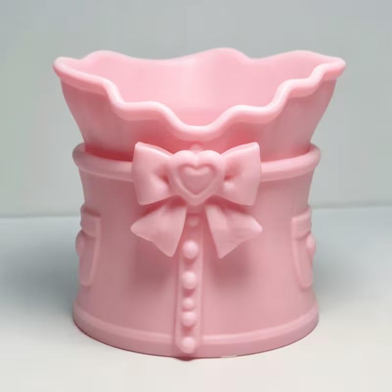Многофункциональный 3D-печатный держатель для кистей для макияжа Милый дизайн с бантом Экологичный материал PLA Для туалетного столика
