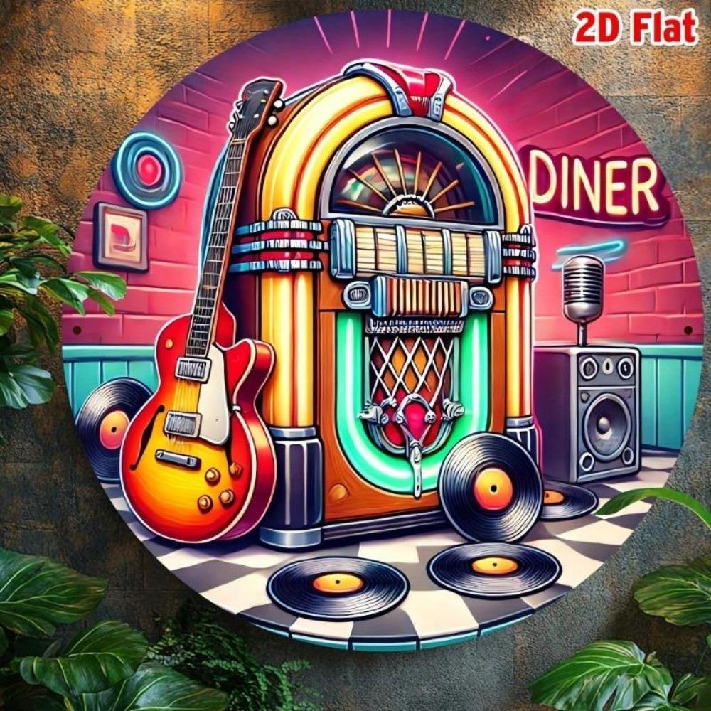 Винтажная металлическая жестяная вывеска Jukebox Ретро-дайнер Декор стен Алюминиевое искусство