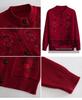 Spring and Autumn Fashion Mother's Wear Flower Embroidered Knit Sweater Temperament Elegant Elderly Clothes