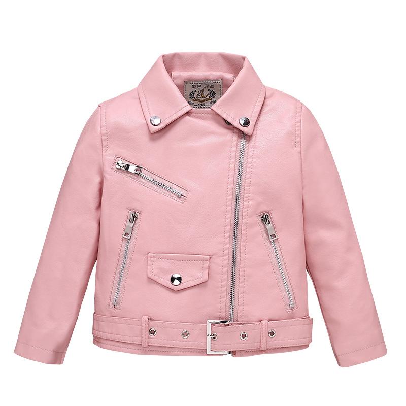Kids Clothing Boys and Girls Spring Autumn Turndown Collar Leather Jacket Children's Motorcycle Korean Style Jacket