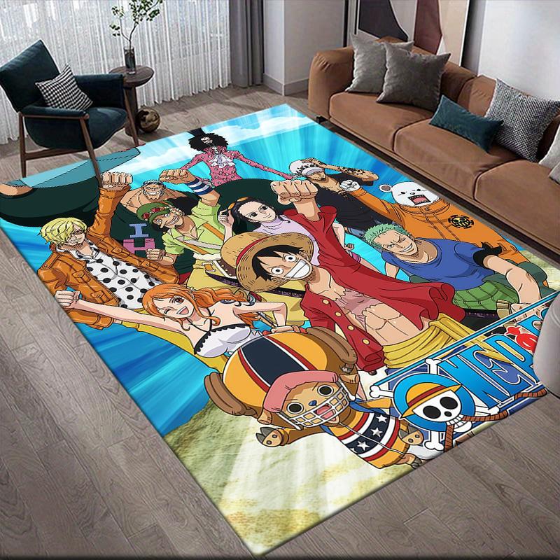One Piece Straw Hat Members 2 Anti-Slip Floor Mat, Rectangular Carpet for Living Room & Sofa Zone