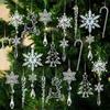 18/28 Pcs Sparkling Christmas Hanging Teardrop Shape Icicle Decorations Pendant  Home Decor