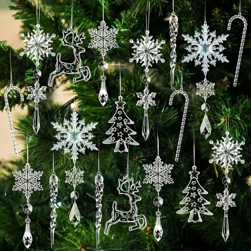 18/28 Pcs Sparkling Christmas Hanging Teardrop Shape Icicle Decorations Pendant Home Decor