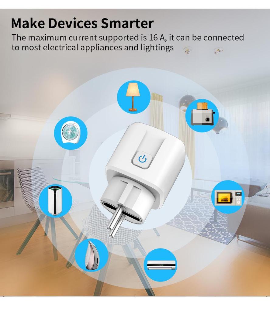 Умная WiFi EU розетка с таймером и управлением через приложение и Alexa
