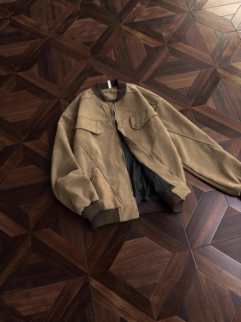 Унисекс Harrington Jacket в американском ретро стиле Осень/Зима 2025 - Выцветшая модная свободная посадка для повседневной носки весной/осенью