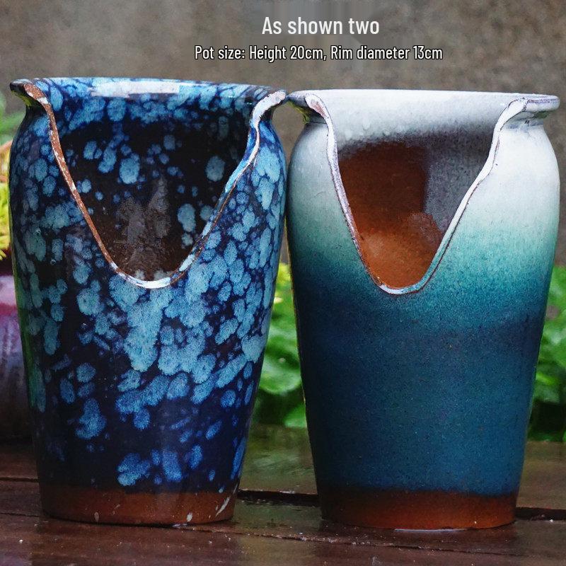 Handmade Coarse Pottery Zisha Succulent Planter - Breathable Ceramic with Cliff-like Textured Finish