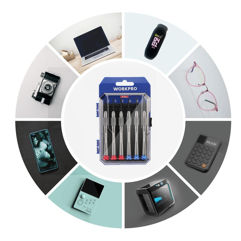 WORKPRO Precision Screwdriver Special Screwdrivers for Magnetic Phillips and Flathead Perfect for Battery and Tool Includes Storage Case Set, 6-Piece