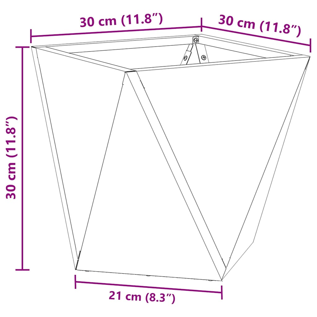 Plant Pot Set 2 pcs Rust Colored 30 x 30 x 30 cm Weatherproof Steel