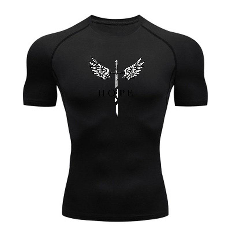 Men's Compression Fitness Sports T-Shirt, Broken Sword Angel