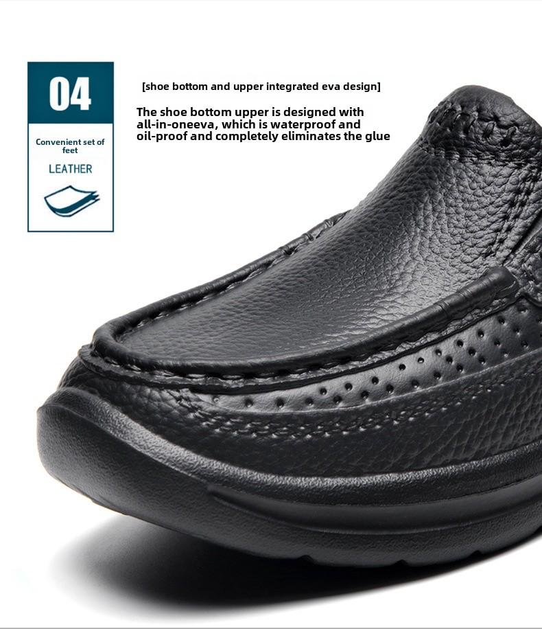 Men's Casual Leather Slip-On Toe Slippers, Large Size 46, Stylish and Comfortable for Summer.