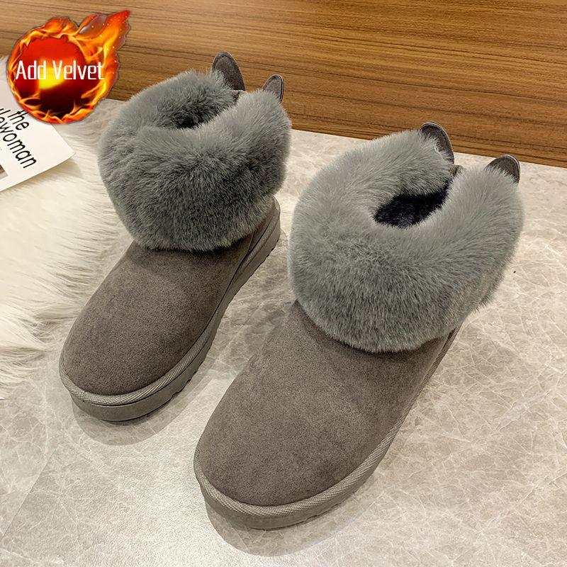 Round Toe Flat Rhinestone Women's Snow Boots Comfortable and Elegant Plush Warm Booties Trend 2025 Designer Luxury Ladies Shoes