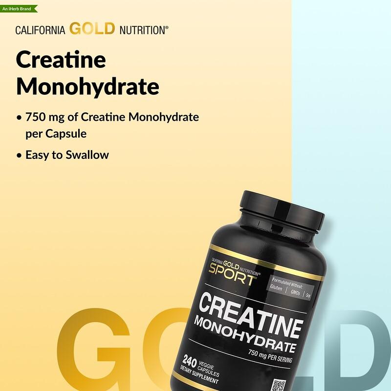 Sport, Creatine Monohydrate, 750 mg, 240 Veggie Capsules