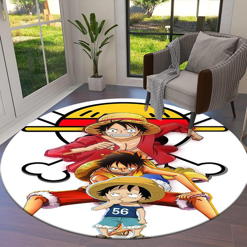 Ковер круглый с изображением Манки Д. Луффи из One Piece, ковер для гостиной, спальни, дивана, игровой комнаты, нескользящий коврик