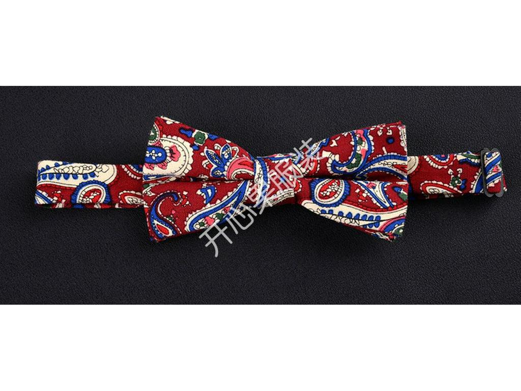 Мужской галстук-бабочка Slim Fit с цветочным ретро-принтом из хлопка и льна - Унисекс, в гонконгском стиле, для свадеб и повседневной рабочей одежды