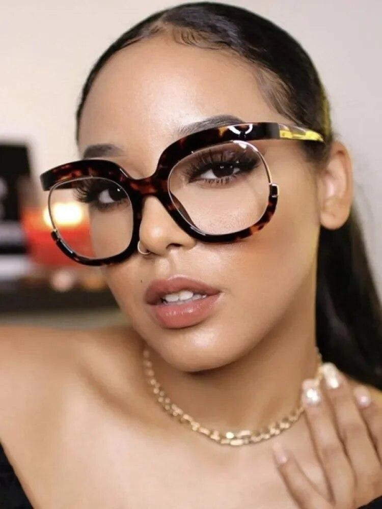 2023 Ins Rainbow Frame Fashion Retro Round Anti Blue Light Women Glasses Vintage Oversized Colourful Frame Clear Eyeglasses