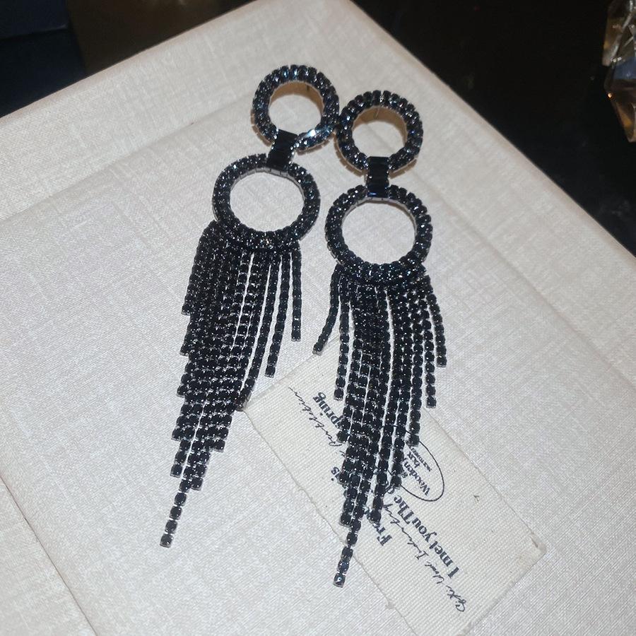 Silver Needle Feather Fringed Earrings Long Light Luxury Atmospheric Stud Earrings Personalized Design Earrings