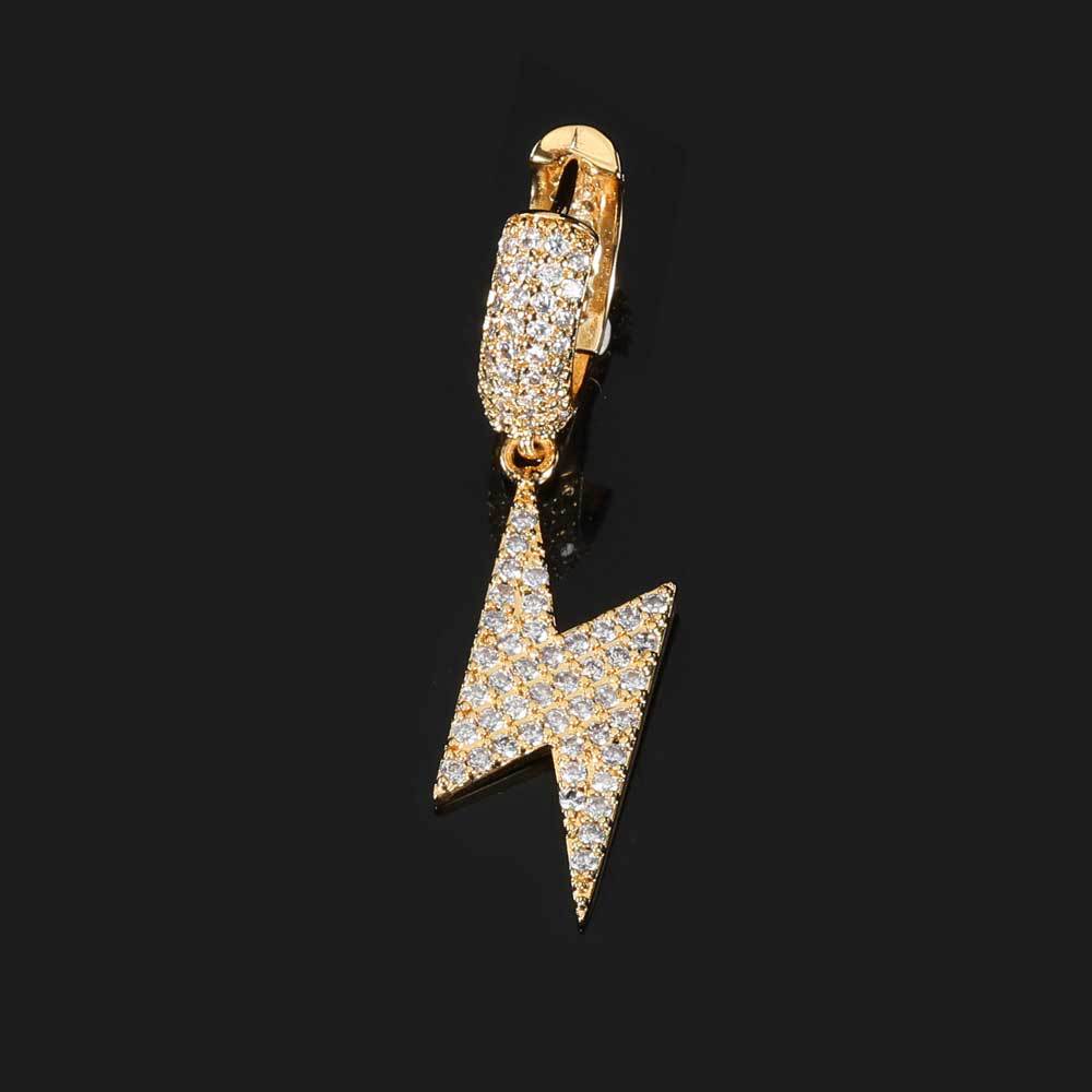 European and American Hip-hop Hoop Earrings Lightning Earrings Micro-inlaid Zircon Personality Trendy Men and Women Earrings