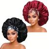 1PCS Satin Hair Bonnet For Women Elastic Wide Band Sleep Cap Silkly Satin Cap For Braid Curly Natural Straight Hair - Bathroom Accessories