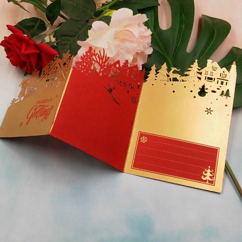 Трафарет для вырезания и тиснения «Рождественский домик, елка, снеговик, Санта-Клаус» для рукоделия и украшения открыток.