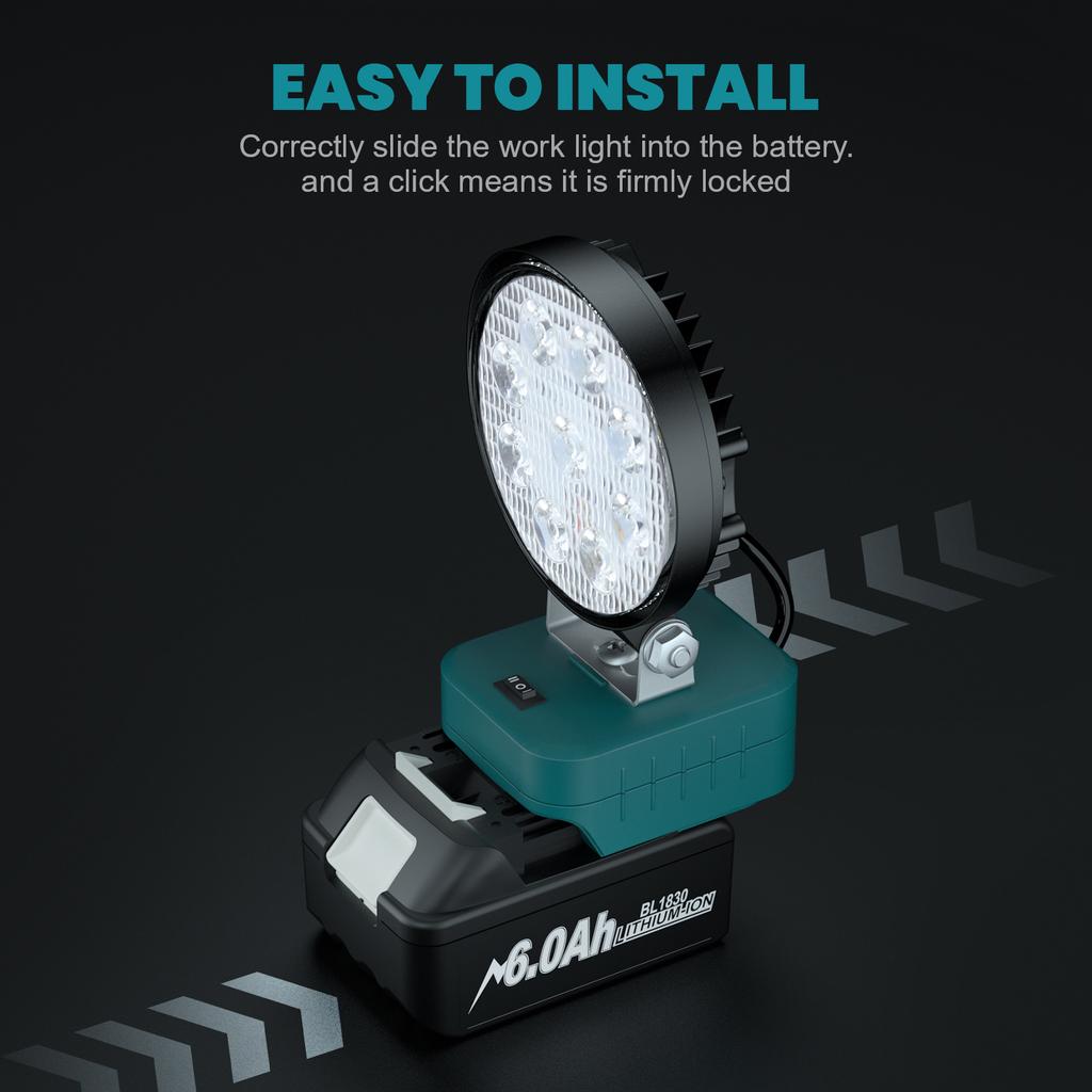 Для аккумулятора Makita BL1830 18V Рабочий фонарь Светодиодный фонарик Для инструмента Dewalt DCB200 Лампа Прожекторы